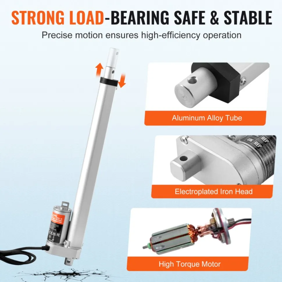 VEVOR Linear Actuator 12V, 12 Inch High Speed 0.55"/s Linear Actuator, 220lbs/1000N Linear Motion Actuator with Mounting Bracket and IP54 Protection