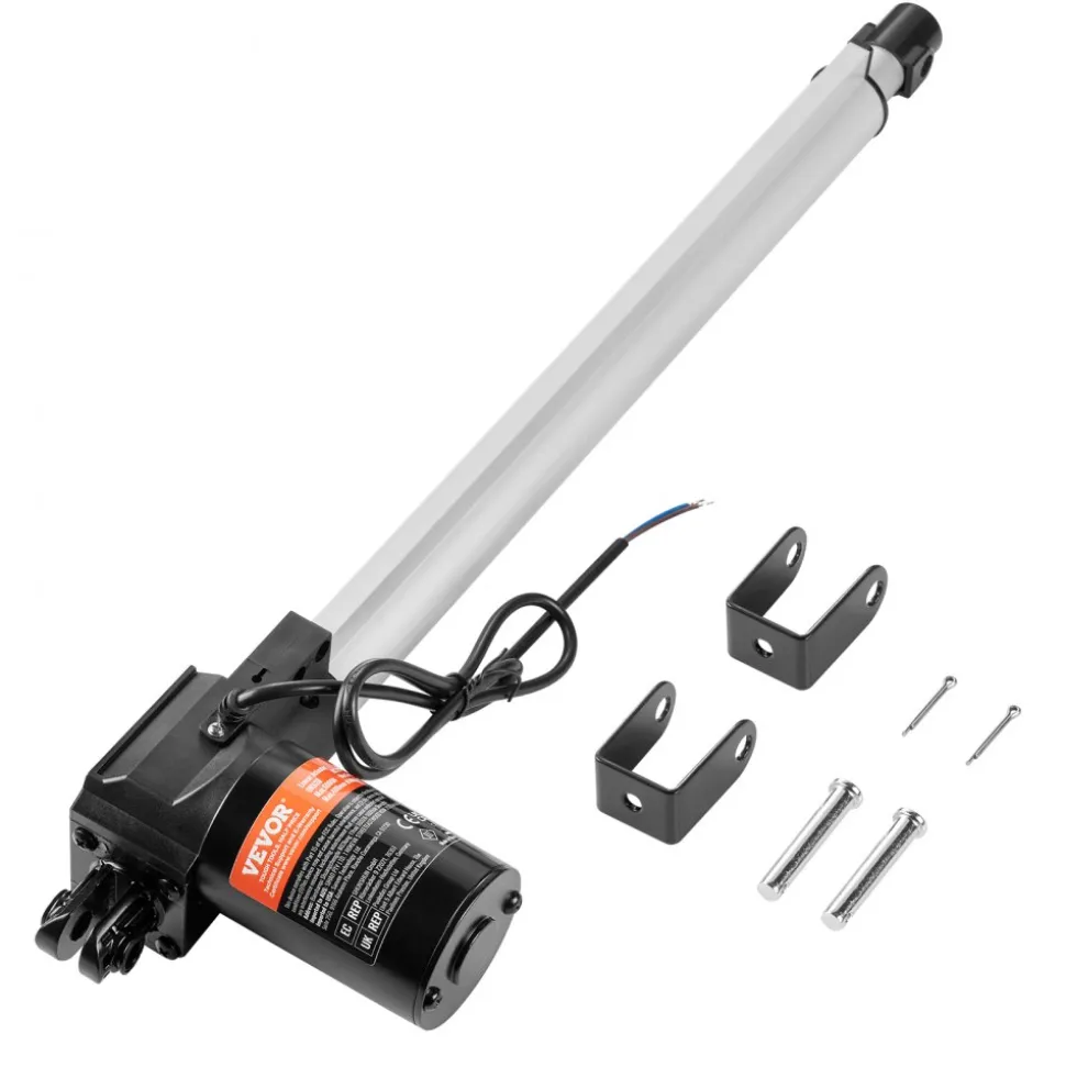 VEVOR Linear Actuator 12V, 16 Inch Heavy Duty 1320lbs/6000N Linear Actuator, 0.19"/s Linear Motion Actuator with Mounting Bracket & IP44 Protection for Electric Door Industrial Machinery Vessels Cargo
