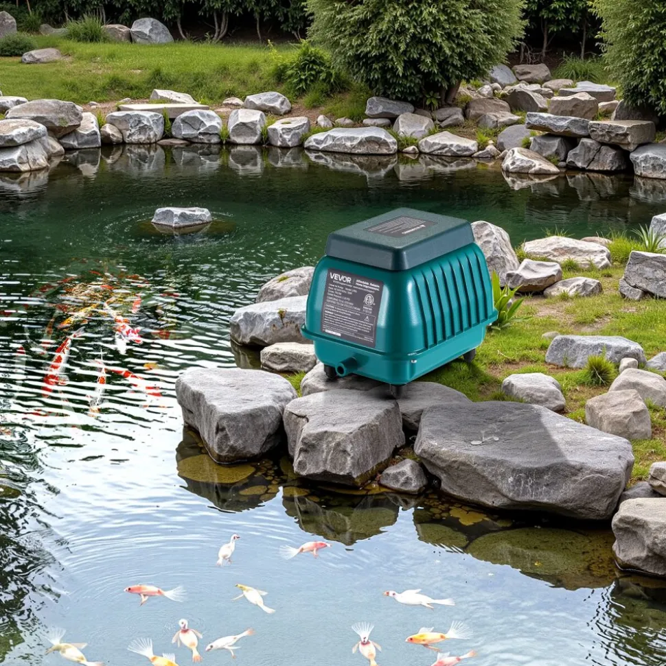 VEVOR Linear Air Pump, 1110 GPH Air Flow, Septic Aerator Pump, Aeration System for 10 ft Deep Ponds, Fit for Septic Tanks, Aquariums, Waste Treatment, Seafood Restaurants, Fish Farms, Hydroponics