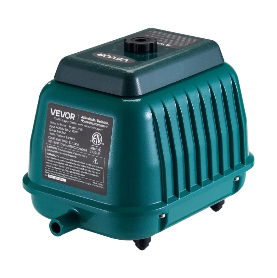 VEVOR Linear Air Pump, 2219.04 GPH Air Flow, Septic Aerator Pump, Aeration System for 11 ft Deep Ponds, Fit for Septic Tanks, Aquariums, Waste Treatment, Seafood Restaurants, Fish Farms, Hydroponics