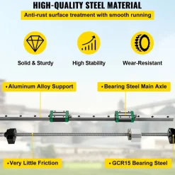 VEVOR Linear Guide Rail, 2PCS HGR20-1000mm Linear Slide Rail + 1Pcs RM1605-1000mm Ballscrew with BF12/BK12 Kit, Coupling, Slide Blocks Linear Guide Rail Set for DIY CNC Routers Lathes Mills