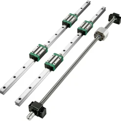 VEVOR Linear Guide Rail, 2PCS HGR20-1000mm Linear Slide Rail + 1Pcs RM1605-1000mm Ballscrew with BF12/BK12 Kit, Coupling, Slide Blocks Linear Guide Rail Set for DIY CNC Routers Lathes Mills