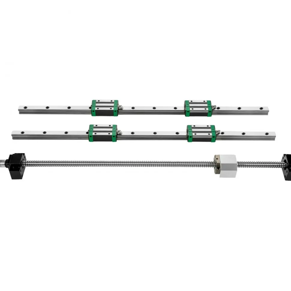 VEVOR Linear Guide Rail 2Pcs HGR20-1500mm Linear Slide Rail with 1Pcs RM1605-1500mm Ballscrew with BF12/BK12 Kit Linear Slide Rail Guide Rail Square for DIY CNC Routers Lathes Mills