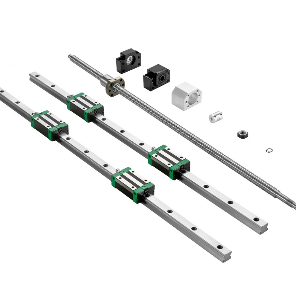 VEVOR Linear Guide Rail 2Pcs HGR20-1500mm Linear Slide Rail with 1Pcs RM1605-1500mm Ballscrew with BF12/BK12 Kit Linear Slide Rail Guide Rail Square for DIY CNC Routers Lathes Mills