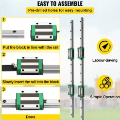 VEVOR Linear Guide Rail 2Pcs HGR20-1500mm Linear Slide Rail with 1Pcs RM1605-1500mm Ballscrew with BF12/BK12 Kit Linear Slide Rail Guide Rail Square for DIY CNC Routers Lathes Mills