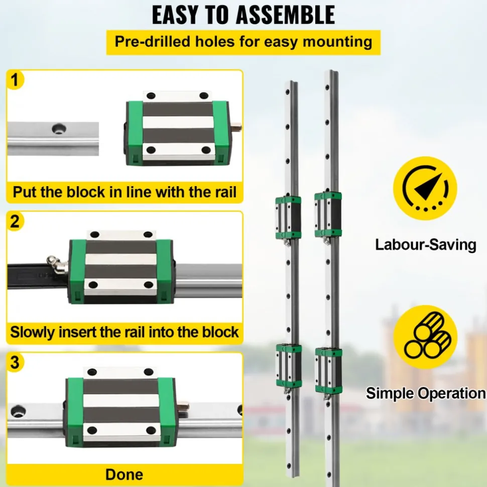 VEVOR Linear Guide Rail 2Pcs HGR20-1500mm Linear Slide Rail with 1Pcs RM1605-1500mm Ballscrew with BF12/BK12 Kit Linear Slide Rail Guide Rail Square for DIY CNC Routers Lathes Mills