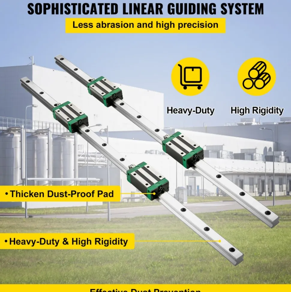 VEVOR Linear Guide Rail 2Pcs HGR20-1500mm Linear Slide Rail with 1Pcs RM1605-1500mm Ballscrew with BF12/BK12 Kit Linear Slide Rail Guide Rail Square for DIY CNC Routers Lathes Mills