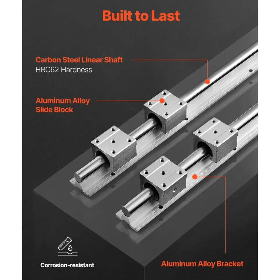 VEVOR Linear Motion Set, SBR20 1500mm, Comes with Two 59 in/1500 mm SBR20 Rails & Four SBR20UU Blocks, Ideal for DIY CNC and Automation Tasks