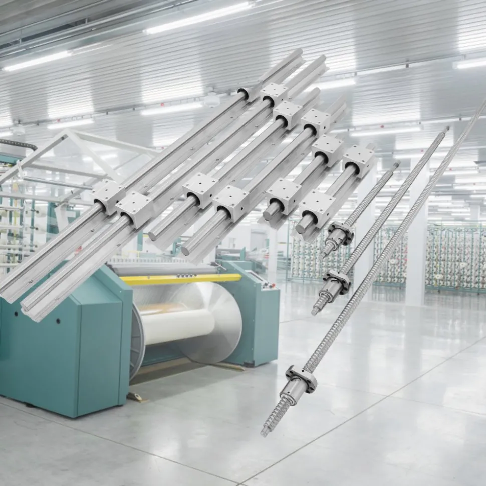VEVOR Linear Rail, Ballscrew x 3, RM1605-350mm 650mm 1050mm x 2 Linear Rail Support, 12 CNC Kit Linear Shaft Optical Axis