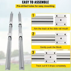 VEVOR Linear Rail, Ballscrew x 3, RM1605-350mm 650mm 1050mm x 2 Linear Rail Support, 12 CNC Kit Linear Shaft Optical Axis