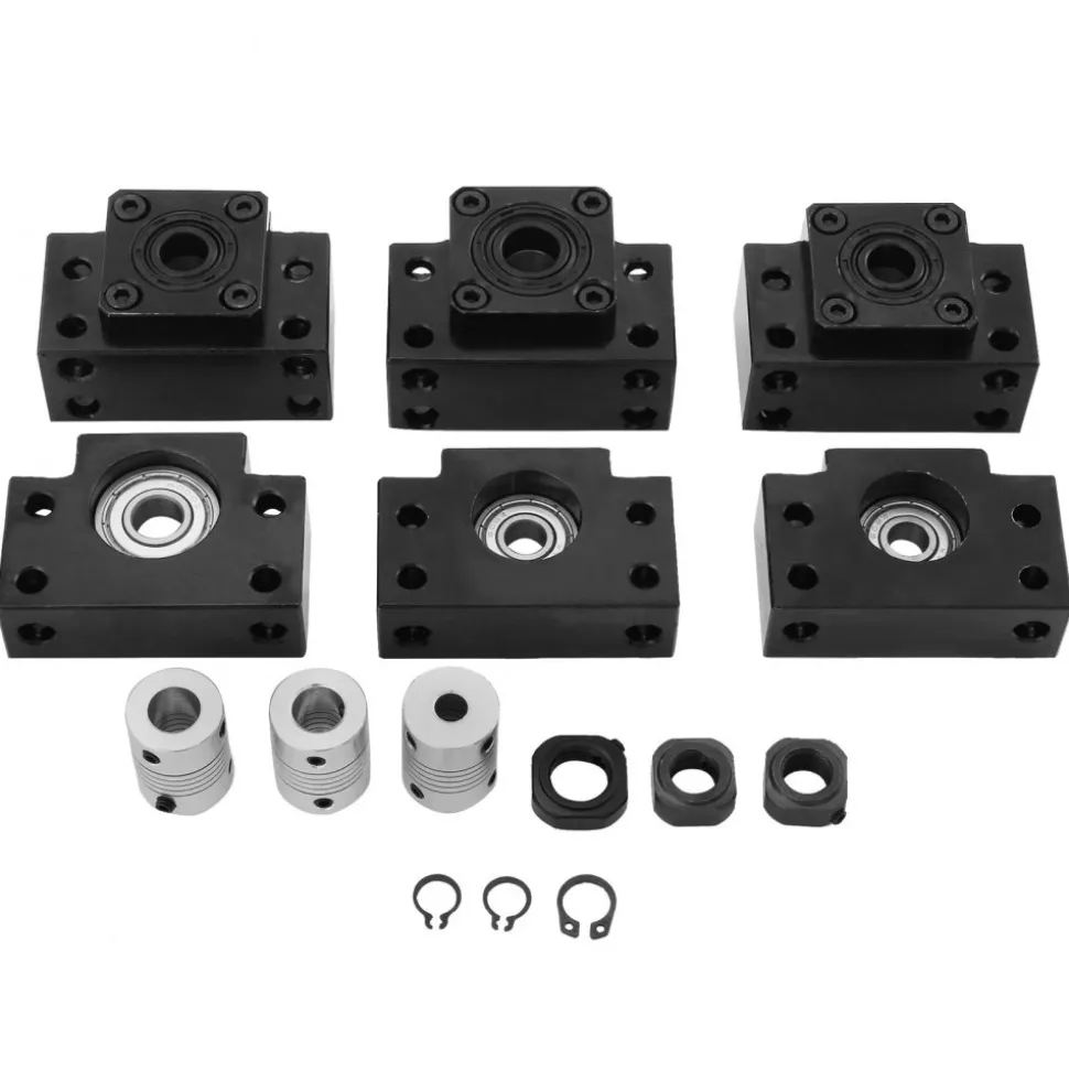 VEVOR Linear Rail, Ballscrew x 3, RM1605-350mm 650mm 1050mm x 2 Linear Rail Support, 12 CNC Kit Linear Shaft Optical Axis