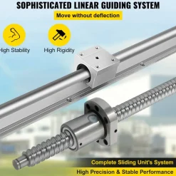 VEVOR Linear Rail, Ballscrew x 3, RM1605-350mm 650mm 1050mm x 2 Linear Rail Support, 12 CNC Kit Linear Shaft Optical Axis