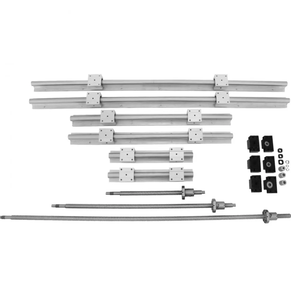 VEVOR Linear Rail, Ballscrew x 3, RM1605-350mm 650mm 1050mm x 2 Linear Rail Support, 12 CNC Kit Linear Shaft Optical Axis