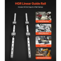 VEVOR Linear Rail Guide Kit, HGR20, 2Pcs 1000 mm (39.4 inch) Linear Motion Rails and 4Pcs Bearing Slide Blocks, Anti Rust and High Precision Kit, for DIY, CNC Routers, Lathes, Mills, 3D Printers