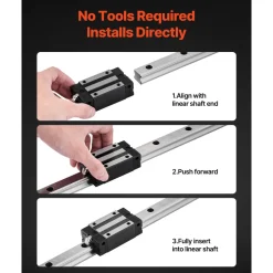 VEVOR Linear Rail Guide Kit, HGR20, 2Pcs 1000 mm (39.4 inch) Linear Motion Rails and 4Pcs Bearing Slide Blocks, Anti Rust and High Precision Kit, for DIY, CNC Routers, Lathes, Mills, 3D Printers