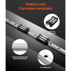 VEVOR Linear Rail Guide Kit, HGR20, 2Pcs 1000 mm (39.4 inch) Linear Motion Rails and 4Pcs Bearing Slide Blocks, Anti Rust and High Precision Kit, for DIY, CNC Routers, Lathes, Mills, 3D Printers