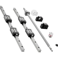 VEVOR Linear Rail Guide Kit, HGR20, 2PCS 600 mm (23.62 inch) Linear Rails and 1PCS Ball Screw, 4PCS Slide Blocks, with BF12/BK12 End Support, Coupling, and Nut Housing, for DIY CNC Routers Lathes