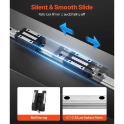 VEVOR Linear Rail Guide Kit, HGR20, 2PCS 600 mm (23.62 inch) Linear Rails and 1PCS Ball Screw, 4PCS Slide Blocks, with BF12/BK12 End Support, Coupling, and Nut Housing, for DIY CNC Routers Lathes