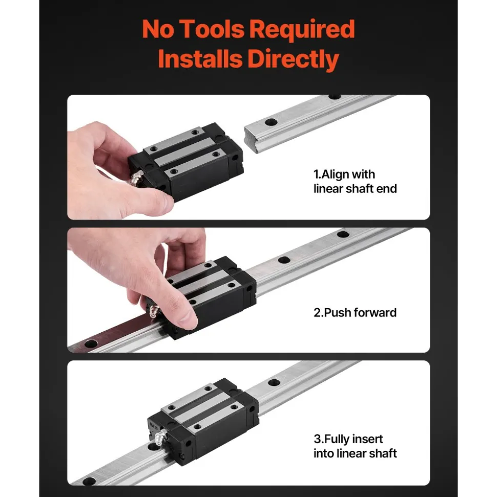 VEVOR Linear Rail Guide Kit, HGR20, 2Pcs 2000 mm (78.74 inch) Linear Motion Rails and 4Pcs Bearing Slide Blocks, Anti Rust and High Precision Kit, for DIY, CNC Routers, Lathes, Mills, 3D Printers