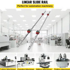 VEVOR Linear Rail HSR15-1500mm? 2pcs Linear Guideway Rail?4X Square Type Carriage Bearing Blocks?Linear Rail Support for 15mm Slotted Bearings