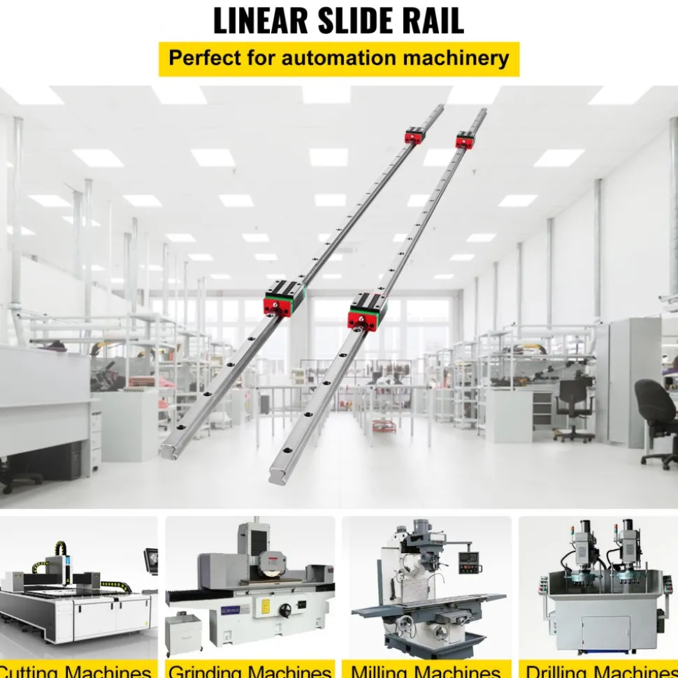 VEVOR Linear Rail HSR15-1500mm? 2pcs Linear Guideway Rail?4X Square Type Carriage Bearing Blocks?Linear Rail Support for 15mm Slotted Bearings