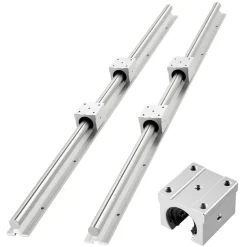 VEVOR Linear Rail Kit, SBR25, 2Pcs 1200 mm (47.24 inch) Linear Motion Guide Rails and 4Pcs Bearing Slide Blocks, Fully Supported Shaft, for Cutting, Grinding, Milling, Drilling Machines, and More