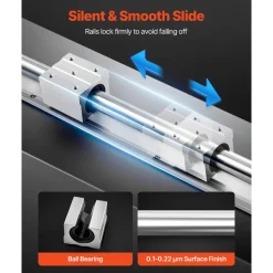 VEVOR Linear Rail Kit, SBR20, 2Pcs 2000 mm (78.74 inch) Linear Motion Guide Rails and 4Pcs Bearing Slide Blocks, Fully Supported Shaft, for Cutting, Grinding, Milling, Drilling Machines, and More