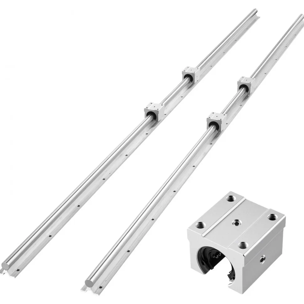 VEVOR Linear Rail Kit, SBR20, 2Pcs 2000 mm (78.74 inch) Linear Motion Guide Rails and 4Pcs Bearing Slide Blocks, Fully Supported Shaft, for Cutting, Grinding, Milling, Drilling Machines, and More