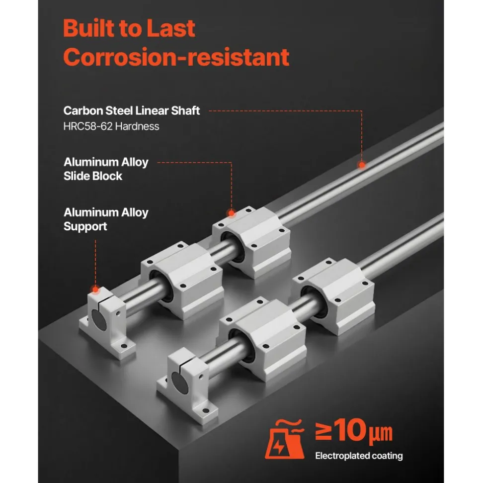VEVOR Linear Rail Kit, SFC25, 2Pcs 1000 mm (39.4 inch) Linear Motion Guide Rails and 4Pcs Bearing Slide Blocks, for DIY Engraving Machine Lathe Milling Machine Slides, DIY Training Rocker Plate