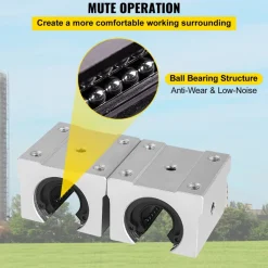 VEVOR Linear Rail, 2PCS SBR12-1000mm, Linear Guide 2 PCS Linear Guide Rails, 4 PCS Square Type Carriage Bearing Blocks, CNC Rail Linear Rails and Bearings Kit, for Automated Machines and Equipments