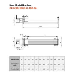 VEVOR Linear Stage Actuator, 100 mm Effective Stroke, Ball Screw CNC Linear Motion Guide Rail, Double Optical Axis, C7 High-Precision, Bearing Slide Block, Manual Handwheel, for CNC Router X Y Z Axis