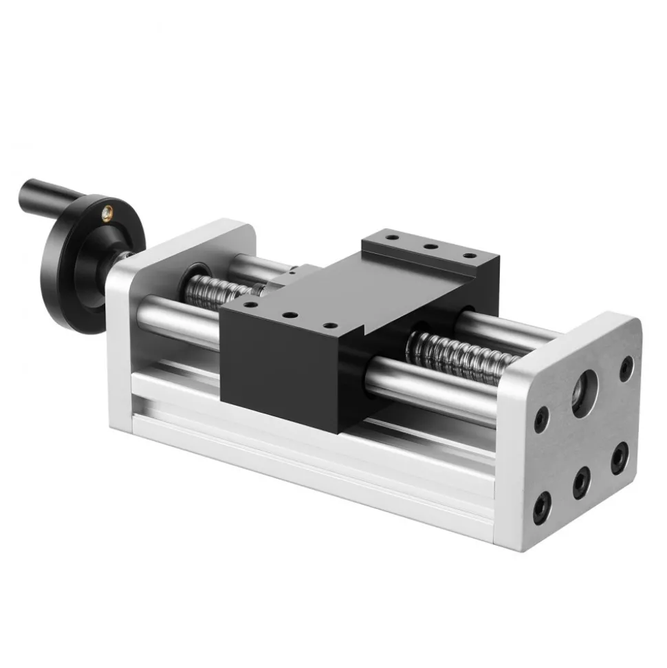 VEVOR Linear Stage Actuator, 100 mm Effective Stroke, Ball Screw CNC Linear Motion Guide Rail, Double Optical Axis, C7 High-Precision, Bearing Slide Block, Manual Handwheel, for CNC Router X Y Z Axis