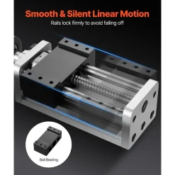 VEVOR Linear Stage Actuator, 100 mm Effective Stroke, Ball Screw CNC Linear Motion Guide Rail, Double Optical Axis, C7 High-Precision, Bearing Slide Block, Manual Handwheel, for CNC Router X Y Z Axis