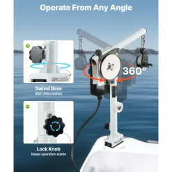 VEVOR Line Hauler Pot Puller, 12V DC 1200W, Line Hauler Winch Holds 198 lbs Lift Capacity, Line Speed of 115 ft/min, 360° Rotation & Corrosion-Resistant, Crab Pot Puller for Crab, Shrimp, Lobster Traps