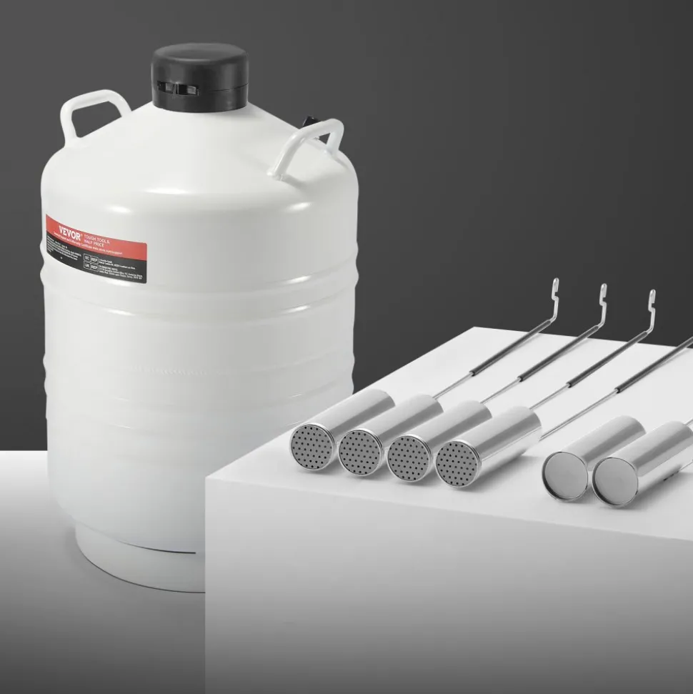 VEVOR Liquid Nitrogen Tank, 30 L Aluminum Alloy Liquid Nitrogen Container, LN2 Tank Dewar with 6 Canisters and Carry Bag with Straps, Cryogenic Tank for Beauty Industry, Semen Preservation, Scientific