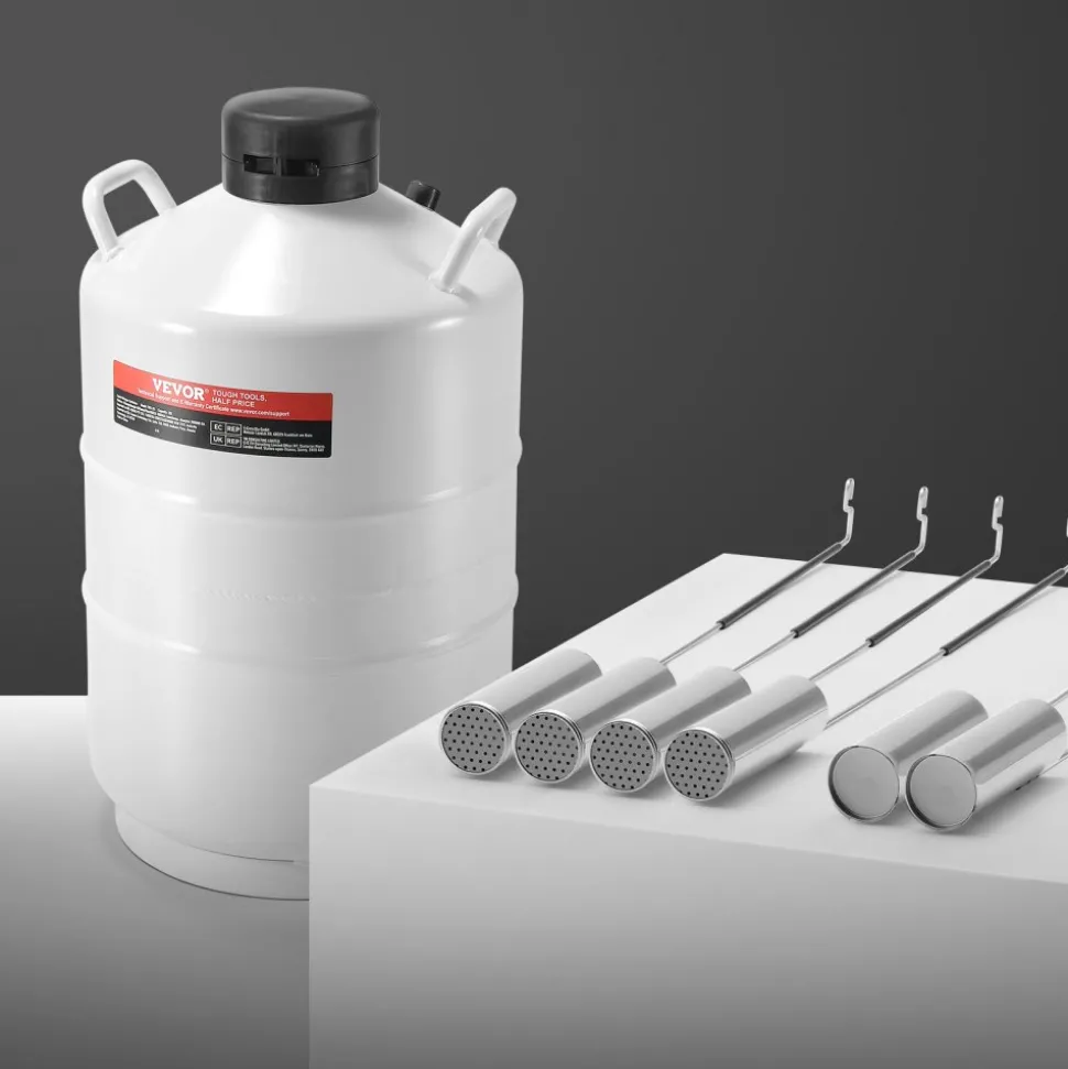 VEVOR Liquid Nitrogen Tank, 20 L Aluminum Alloy Liquid Nitrogen Container, LN2 Tank Dewar with 6 Canisters and Carry Bag with Straps, Cryogenic Tank for Beauty Industry, Semen Preservation, Scientific
