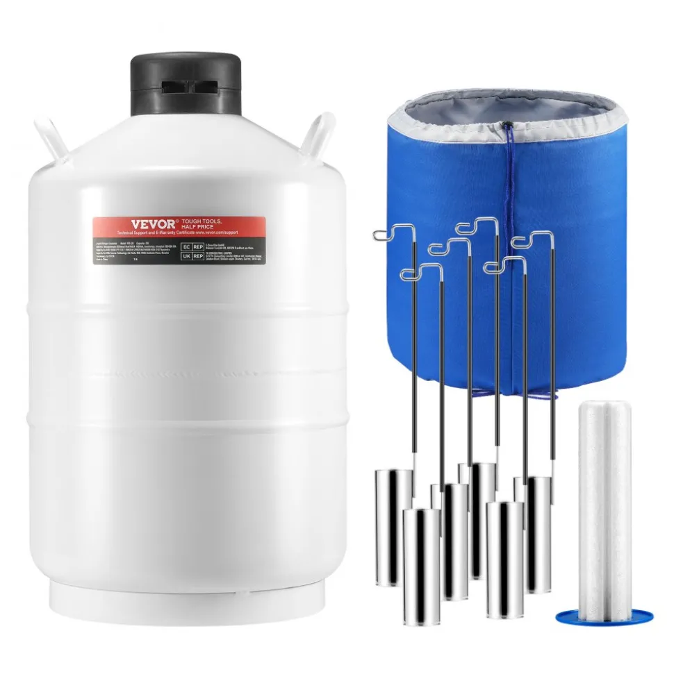 VEVOR Liquid Nitrogen Tank, 20 L Aluminum Alloy Liquid Nitrogen Container, LN2 Tank Dewar with 6 Canisters and Carry Bag with Straps, Cryogenic Tank for Beauty Industry, Semen Preservation, Scientific