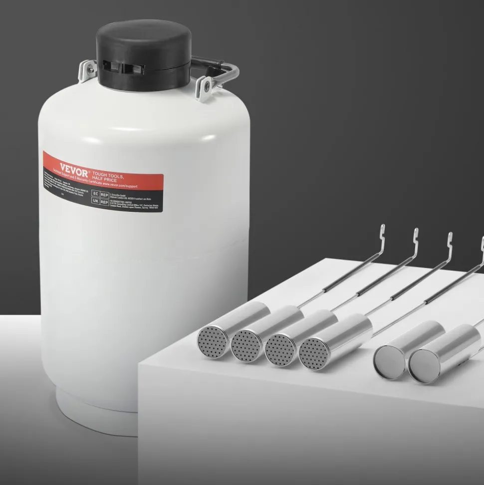 VEVOR Liquid Nitrogen Tank, 10 L Aluminum Alloy Liquid Nitrogen Container, LN2 Tank Dewar with 6 Canisters and Carry Bag with Straps, Cryogenic Tank for Beauty Industry, Semen Preservation, Scientific