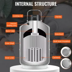 VEVOR Liquid Nitrogen Tank, 3 L Aluminum Alloy Liquid Nitrogen Container, LN2 Tank Dewar with 6 Canisters and Carry Bag with Straps, Cryogenic Tank for Beauty Industry, Semen Preservation, Scientific
