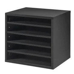 VEVOR Literature Organizer, 12 Compartments Office Mailbox with Side Vertical Storage, Wooden Mailbox Sorter Made of Particle Board, Countertop Office Home  Organizer for File, Document, Paper, Black