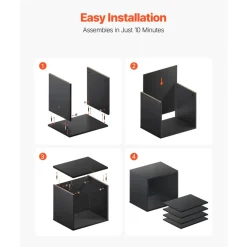 VEVOR Literature Organizer, 5 Compartments Office Mailbox with Adjustable Shelves, Wooden Mailbox Sorter with MDF, Countertop Office Home Classroom Storage Organizer for File, Document, Paper, Black