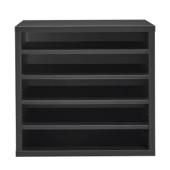 VEVOR Literature Organizer, 5 Compartments Office Mailbox with Adjustable Shelves, Wooden Mailbox Sorter with MDF, Countertop Office Home Classroom Storage Organizer for File, Document, Paper, Black