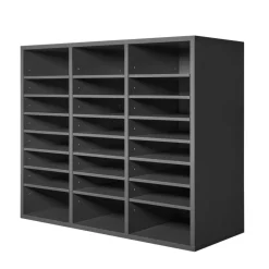 VEVOR Literature Organizer, 24 Compartments Office Mailbox with Adjustable Shelves, Wooden Mailbox Sorter Medium Density Fiberboard Office Home Classroom Storage for Files, Documents, Papers, Grey