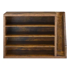 VEVOR Literature Organizer, 4 Compartments Office Mailbox with Detachable Shelves, Wooden Mailbox Sorter with Side Vertical Storage, Countertop Office Home Organizer for File, Document, Paper, Brown