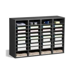 VEVOR Literature Organizer, 36 Compartments Office Mailbox with Adjustable Shelves, Wooden Mailbox Sorter Medium Density Fiberboard Office Home Classroom Storage for Files, Documents, Papers, Grey
