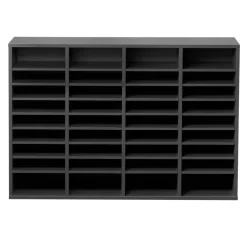 VEVOR Literature Organizer, 36 Compartments Office Mailbox with Adjustable Shelves, Wooden Mailbox Sorter Medium Density Fiberboard Office Home Classroom Storage for Files, Documents, Papers, Grey