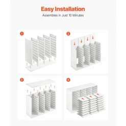 VEVOR Literature Organizer, 36 Compartments Office Mailbox with Detachable Shelves, Wooden Mailbox Sorter with Particle Board, Countertop Office Home Storage Organizer for File, Document, Paper, White