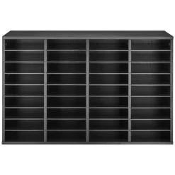 VEVOR Literature Organizer, 36 Compartments Office Mailbox with Detachable Shelves, Wooden Mailbox Sorter with Particle Board, Countertop Office Home Storage Organizer for File, Document, Paper, Black