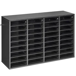 VEVOR Literature Organizer, 36 Compartments Office Mailbox with Detachable Shelves, Wooden Mailbox Sorter with Particle Board, Countertop Office Home Storage Organizer for File, Document, Paper, Black
