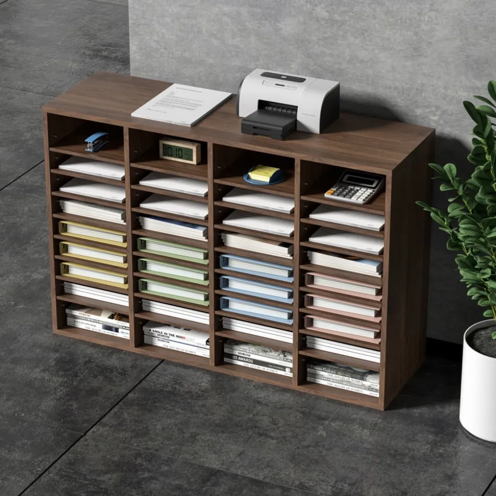 VEVOR Literature Organizers, 36 Compartments Office Mailbox with Adjustable Shelves, Wood Literature Sorter 39.3x12x26.8 inches for Office, Home, Classroom, Mailrooms Organization, EPA Certified Brown